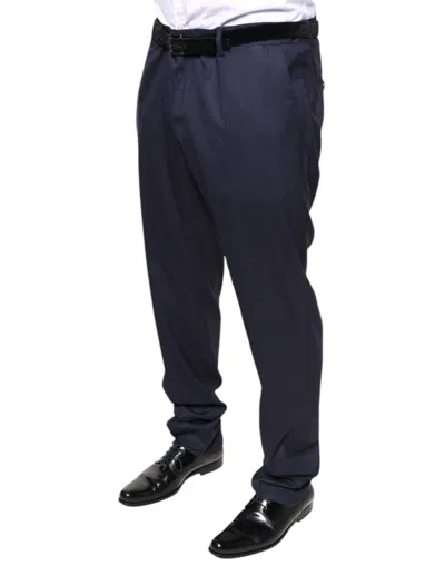 Dolce & Gabbana Blue Wool Skinny Formal Dress Men's Pants In Blue