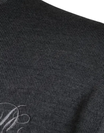 Dolce & Gabbana Dark Gray Wool Crew Neck Pullover Sweater In Dark Gray