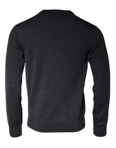 Dolce & Gabbana Dark Gray Wool Crew Neck Pullover Sweater In Dark Gray