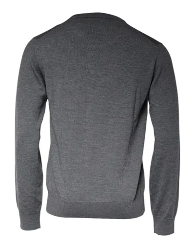 Dolce & Gabbana Dark Gray Wool Crew Neck Pullover Sweater In Dark Gray