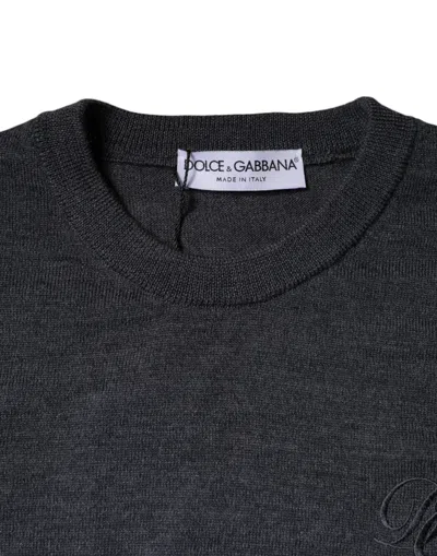 Dolce & Gabbana Dark Gray Wool Crew Neck Pullover Sweater In Dark Gray