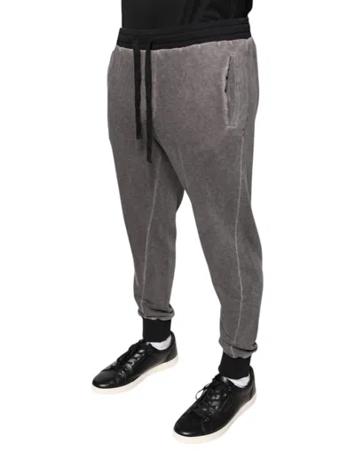 Pre-owned Dolce & Gabbana Gray Cotton Jogger Jogging Men's Pants ()