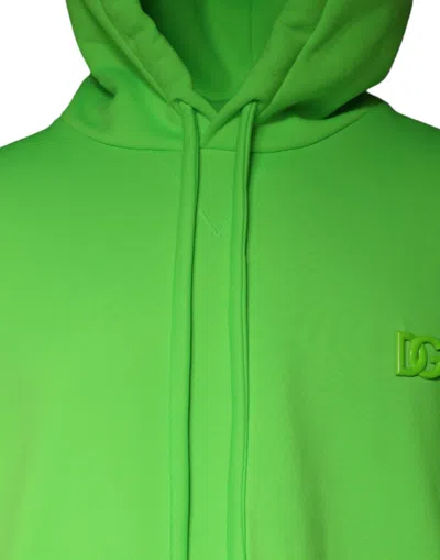 Dolce & Gabbana Green Logo Hooded Pullover Men Sweatshirt Sweater In Green