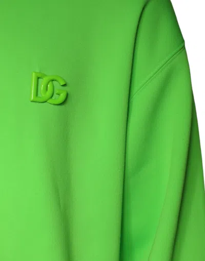 Dolce & Gabbana Green Logo Hooded Pullover Men Sweatshirt Sweater In Green