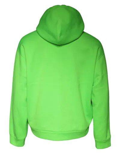 Dolce & Gabbana Green Logo Hooded Pullover Men Sweatshirt Sweater In Green