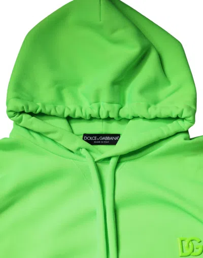 Dolce & Gabbana Green Logo Hooded Pullover Men Sweatshirt Sweater In Green