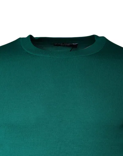 Dolce & Gabbana Green Wool Knit Crew Neck Pullover Sweater In Green