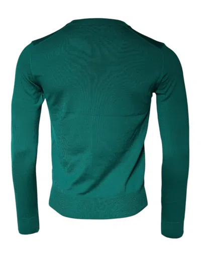 Dolce & Gabbana Green Wool Knit Crew Neck Pullover Sweater In Green