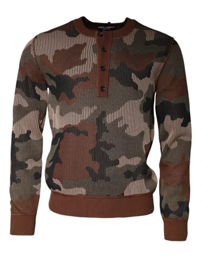 Dolce & Gabbana Multicolor Camouflage Men Pullover Sweater In Multicolor