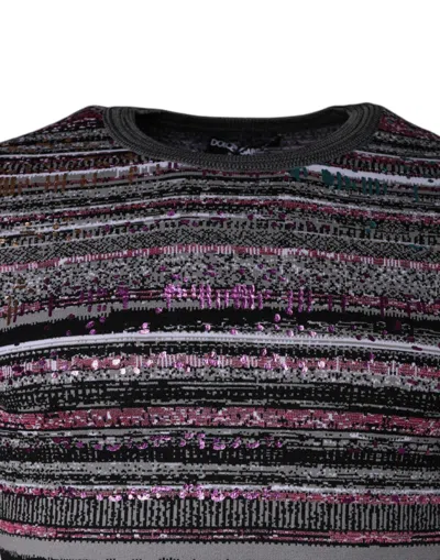 Dolce & Gabbana Multicolor Stripes Crew Neck Pullover Sweater In Multicolor