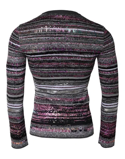 Dolce & Gabbana Multicolor Stripes Crew Neck Pullover Sweater In Multicolor