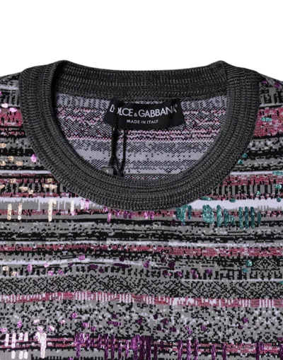 Dolce & Gabbana Multicolor Stripes Crew Neck Pullover Sweater In Multicolor