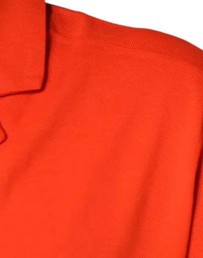 Dolce & Gabbana Cotton Button Down Casual Polo Men's Shirt In Orange