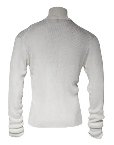 Pre-owned Dolce & Gabbana White Long Sleeve Turtleneck Men Pullover Men's Sweater ()