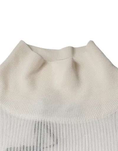 Pre-owned Dolce & Gabbana White Long Sleeve Turtleneck Men Pullover Men's Sweater ()