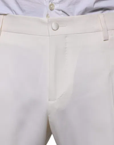Dolce & Gabbana White Wool Silk 3 Piece Slimfit Formal Suit In White