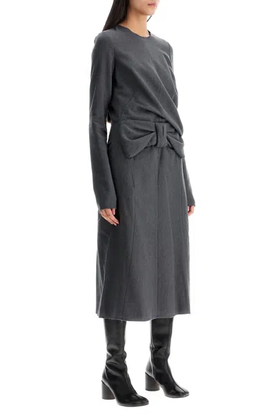 Maison Margiela Women's Midi Dress With Oversized Bow Detail In Grey