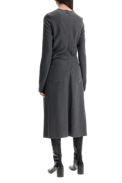 Maison Margiela Women's Midi Dress With Oversized Bow Detail In Grey