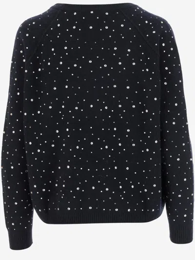 Allude Wool Blend Pullover With Rhinestones And Studs