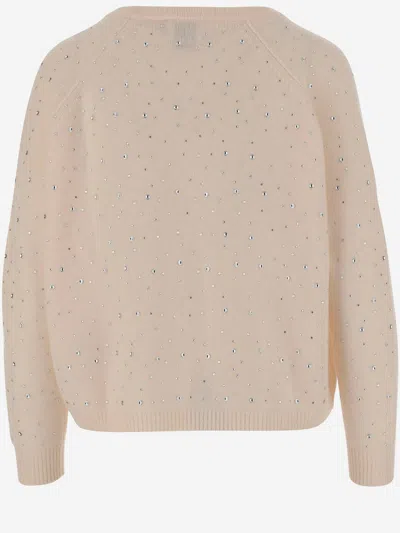 Allude Wool Blend Pullover With Rhinestones And Studs
