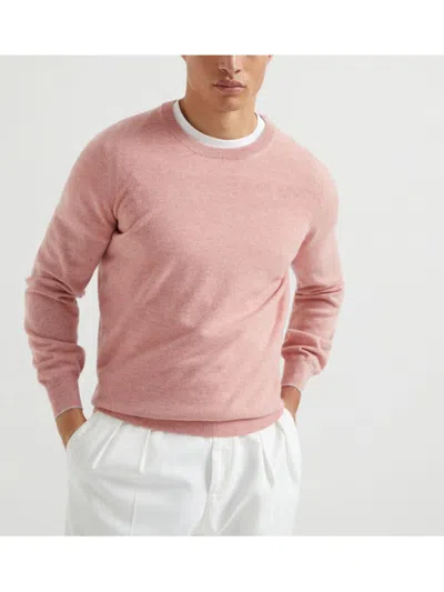 Brunello Cucinelli Soft Cashmere Crewneck Sweater With Ribbed Cuffs And Hem