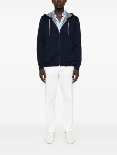 Shop Brunello Cucinelli Cotton Blend Zipped Hoodie