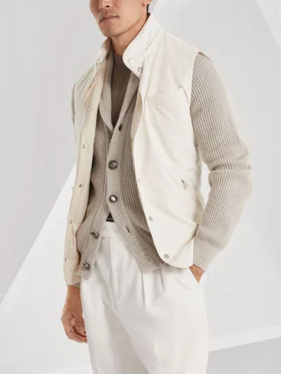 Brunello Cucinelli Ribbed Cotton Shawl Collar Cardigan