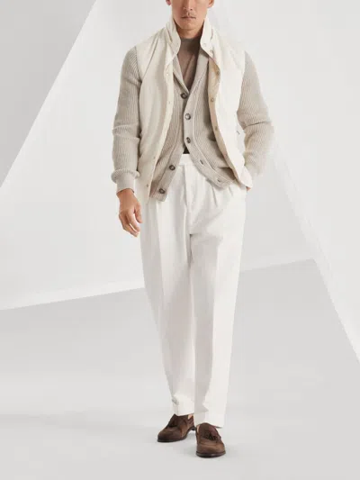 Brunello Cucinelli Ribbed Cotton Shawl Collar Cardigan