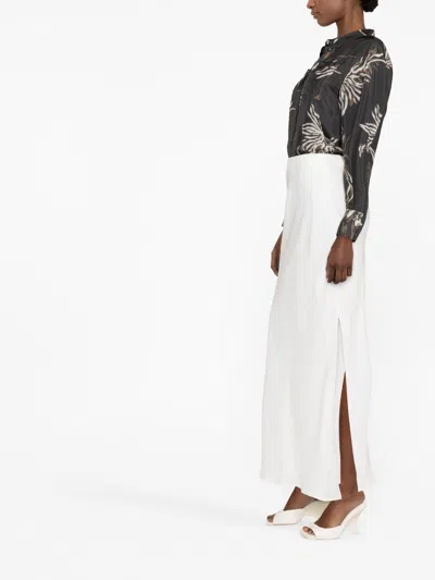 Brunello Cucinelli Fluid Linen Blend Twill Long Skirt