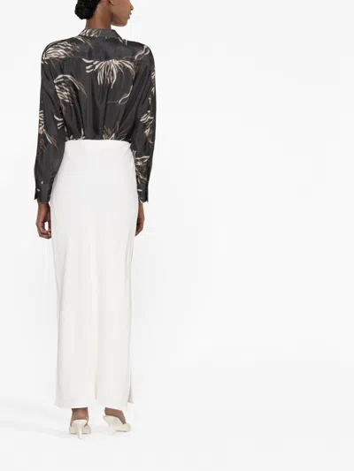 Brunello Cucinelli Fluid Linen Blend Twill Long Skirt