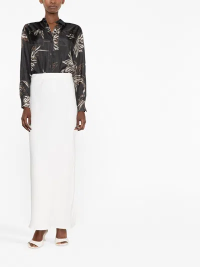 Brunello Cucinelli Fluid Linen Blend Twill Long Skirt