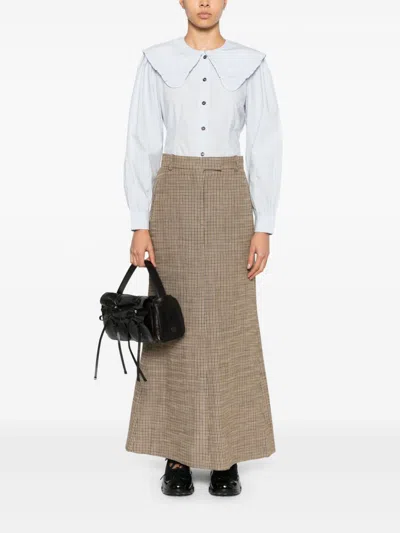 Ganni Organic Cotton Poplin Ruffle Peter Pan Collar Button-up Shirt