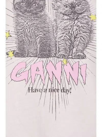 Shop Ganni Kittens Print Cotton T Shirt