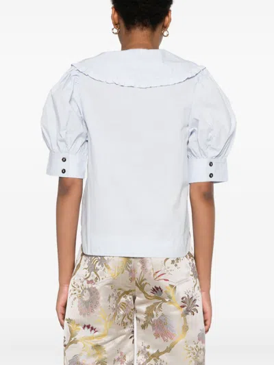 Ganni Blouse With Exaggerated Collar And Ruffle