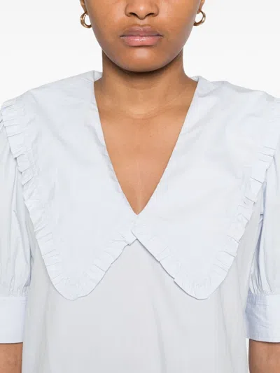 Ganni Blouse With Exaggerated Collar And Ruffle