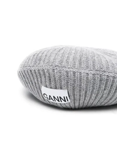 Ganni Wool Blend Ribbed Knitted Hat