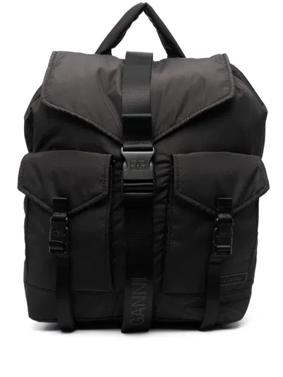 Ganni Backpack In Black Polyester