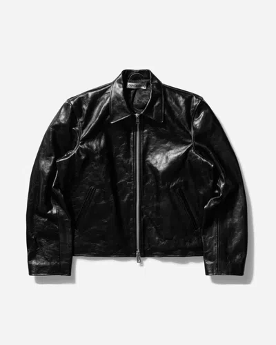 Our Legacy Dyed Leather Moto Jacket In Black