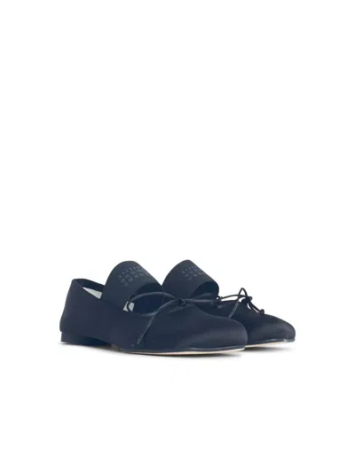 Shop Mm6 Maison Margiela Black Polyester Ballet Flats