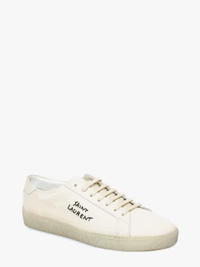 Saint Laurent Logo Print Low Top Sneakers In White