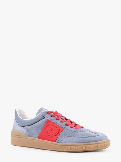 Valentino Garavani Men Upvillage Low Top Sneaker In Split Leather And Calfskin Nappa Leather In Blue