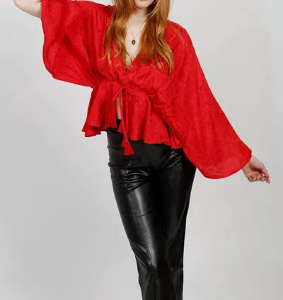 Band Of The Free Nahara Batwing Top In Ruby Red In Red