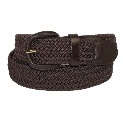 Ctm Men's Elastic Braided Belt With Covered Buckle (big & Tall Available) In Brown