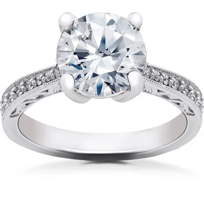 Pompeii3 2 1/6 Ct Lab Created Eco Friendly Diamond Vintage Engagement Ring 14k White Gold In Multi