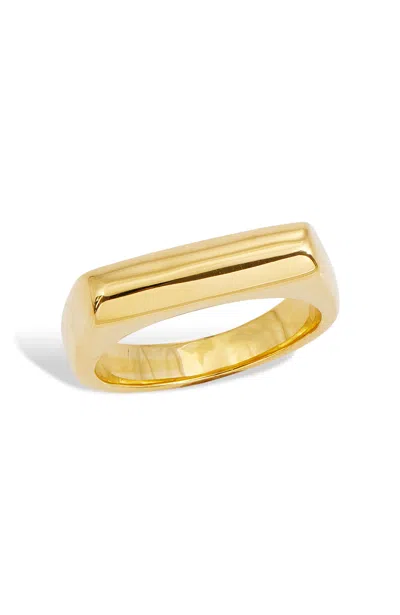 Savvy Cie Jewels Gold Plated Wide Signet Ring In Yellow