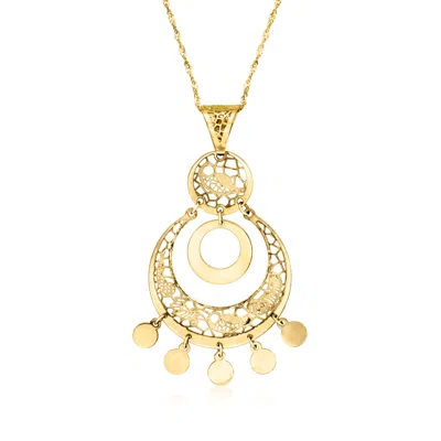 Ross-simons Italian 14kt Yellow Gold Filigree Pendant Necklace In Yellow
