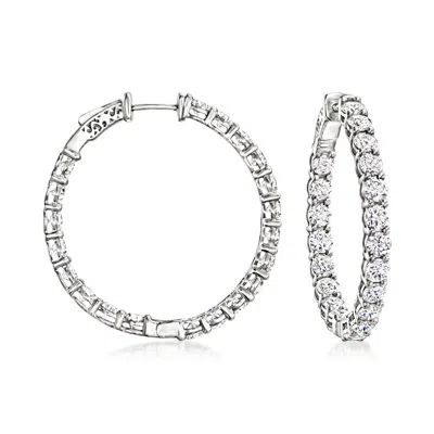 Ross-simons Lab-grown Diamond Inside-outside Hoop Earrings In 14kt White Gold In White