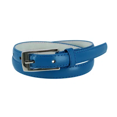 Ctm Women's Skinny Leather Dress Belt In Blue