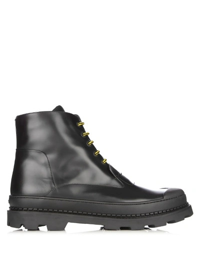 Fendi Men's Palladium Chunky Lace-up Ankle Boots In Black