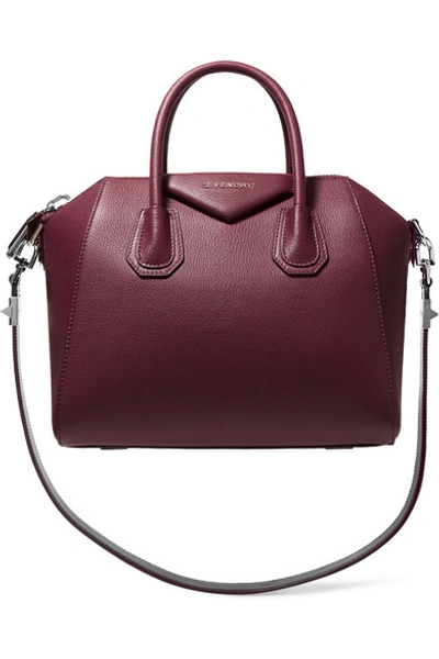 Shop Givenchy Small Antigona Bag In Merlot Textured-leather